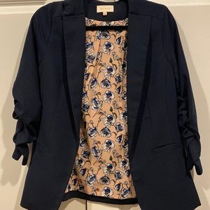 Skies Are Blue Navy Blazer with Floral Lining